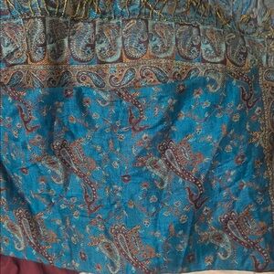 Elegant Paisley Scarf in Teal and Maroon